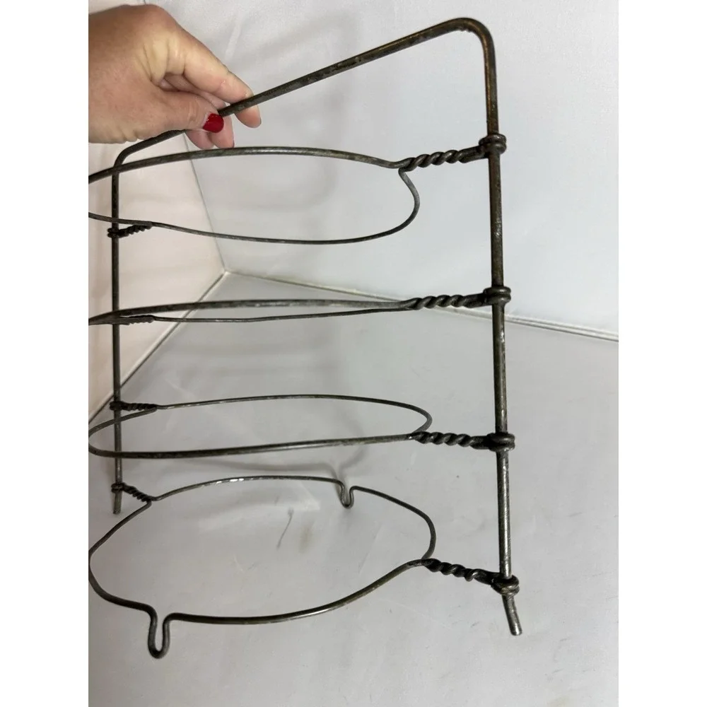 Vintage Twisted Wire Pie Cooling Rack 4-Tier Metal Stand Primitive Farmhouse